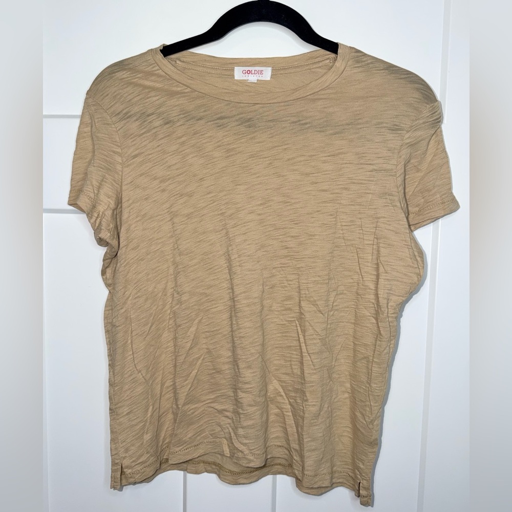 Goldie Slub Crew Neck Short Sleeve Tee - Heathered Beige